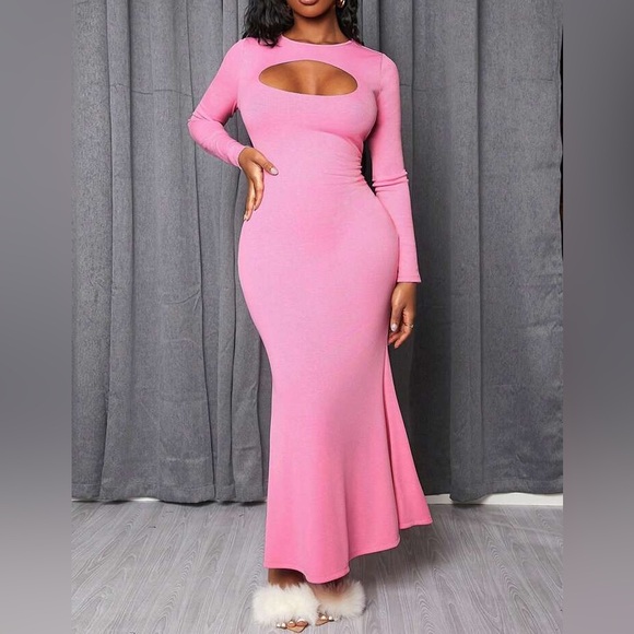 PINK MERMAID STYLE BODY CON DRESS - Picture 5 of 8